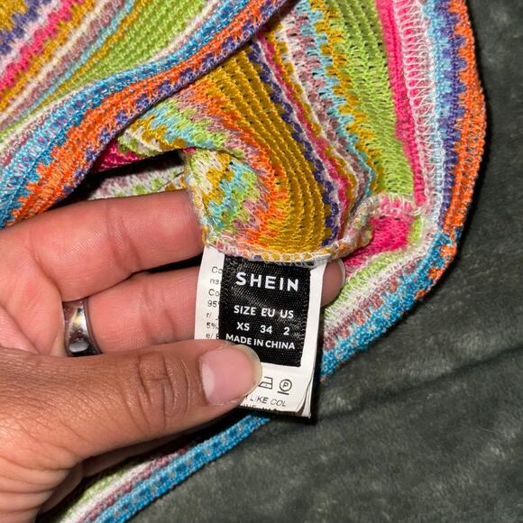 Shein Rainbow Knit Cropped Tank Top Women's Size XS Boho Summer Preppy - Picture 4 of 7